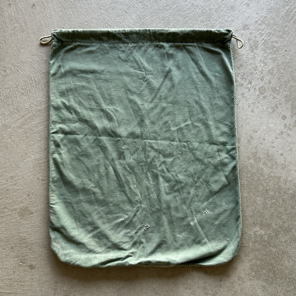 Vintage 60s US Army Barracks Laundry Bag Olive Green Drab Poplin Stenciled Large